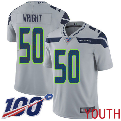 Seattle Seahawks Limited Grey Youth K.J. Wright Alternate Jersey NFL Football 50 100th Season Vapor Untouchable